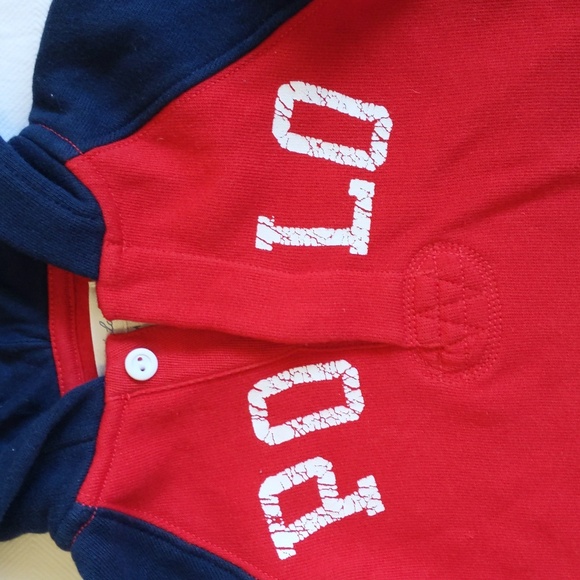 ralph lauren polo color block fleece hoodie jumpsuit 6 months baby boy - Picture 2 of 8